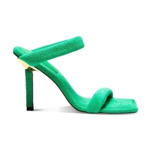 Good American Terry Slip-On High Heel Green Sandals Size 8 NIB